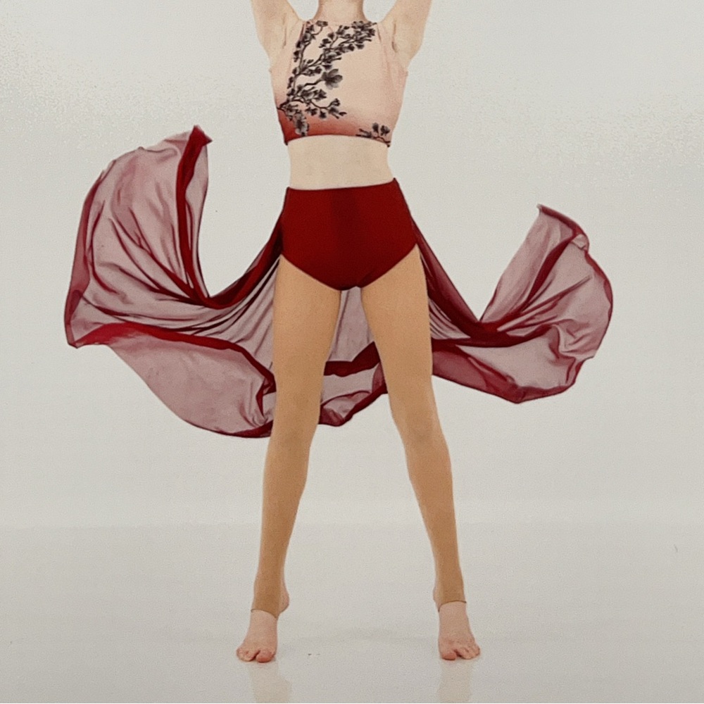 Burgundy & Pink Contemporary Dance Costume for Kids